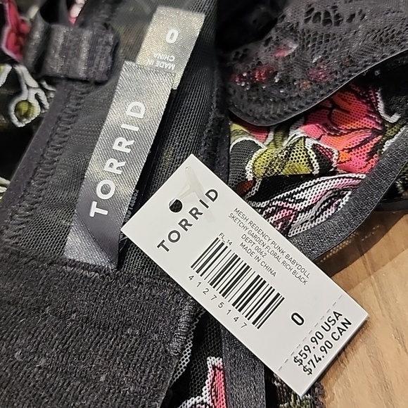 Torrid - Mesh Regency Punk Babydoll in Sketch Garden Floral Rich Black​​​ - Picture 9 of 16